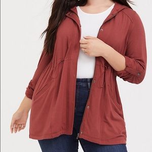 Torrid brick red fleece hooded anorak